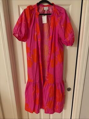 Sugarlips Pink Dress with Bold Orange Floral Print